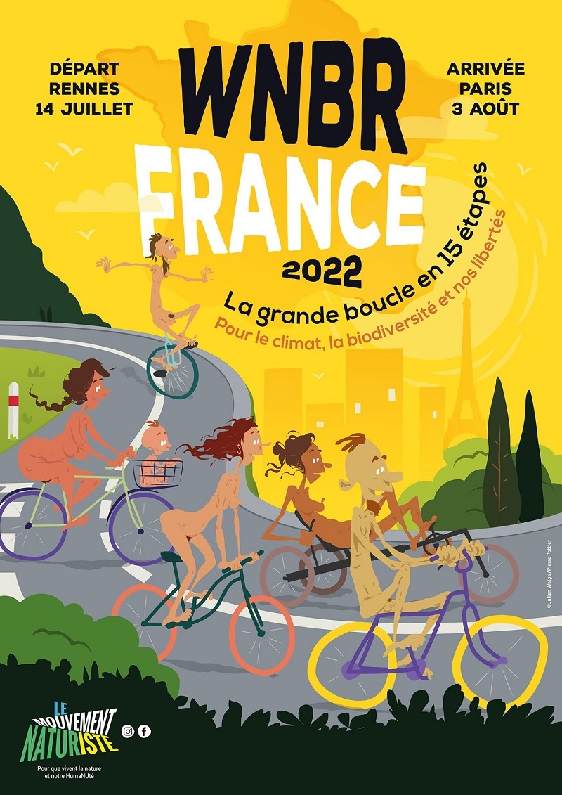 le Tour de France WNRB cyclonudista du Mouvement Naturiste